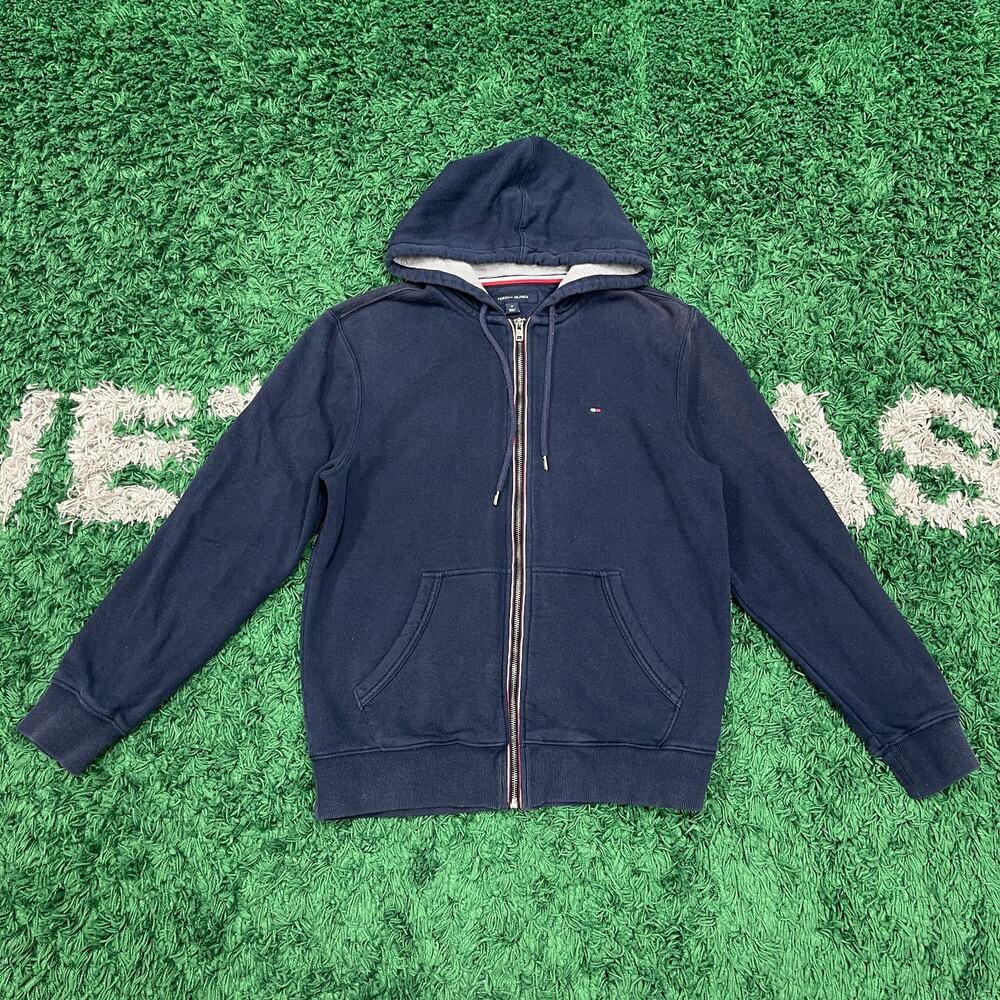 Tommy Hilfiger navy blue full-zip hoodie Sweater Size Medium M B12